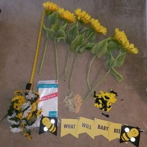 Bee-themed baby shower or gender reveal supplies
